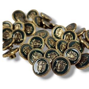 Vintage Pendleton Coat of Arms Buttons 34 Shank Military Style Green Gold Enamel